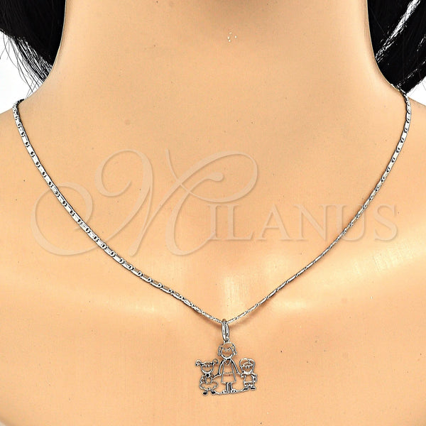 White Gold Filled Necklace — Pendant Necklace Little Boy and Little Girl Design — alternate product view — SKU 119811 | Oro Laminado Blanco collar — Pendant Necklace Little Boy and Little Girl diseño — SKU 119811