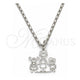 Collares con Dije 04.106.0008.1.20 Oro Laminado Blanco, Diseño de Niñito Pequeño y Niñita Pequeña, Pulido, Rodinado (Grosor 02 MM, 20 Pulgadas de Largo)