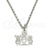 Rhodium Gold Filled Pendant Necklace, Little Boy and Little Girl Design, Polished, Rhodium Finish, 04.106.0008.1.20 (02 MM Thickness, 20 Inches Length)