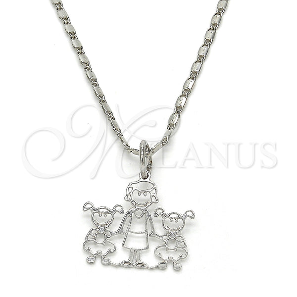 White Gold Filled Necklace — Pendant Necklace Little Girl Design Polished 04. 02 — main product view — SKU 119813 | Oro Laminado Blanco collar — Pendant Necklace Little Girl diseño pulido 04. 02 — SKU 119813