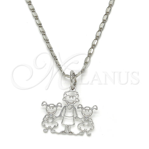 Rhodium Gold Filled Pendant Necklace, Little Girl Design, Polished, Rhodium Finish, 04.106.0009.1.20 (02 MM Thickness, 20 Inches Length)