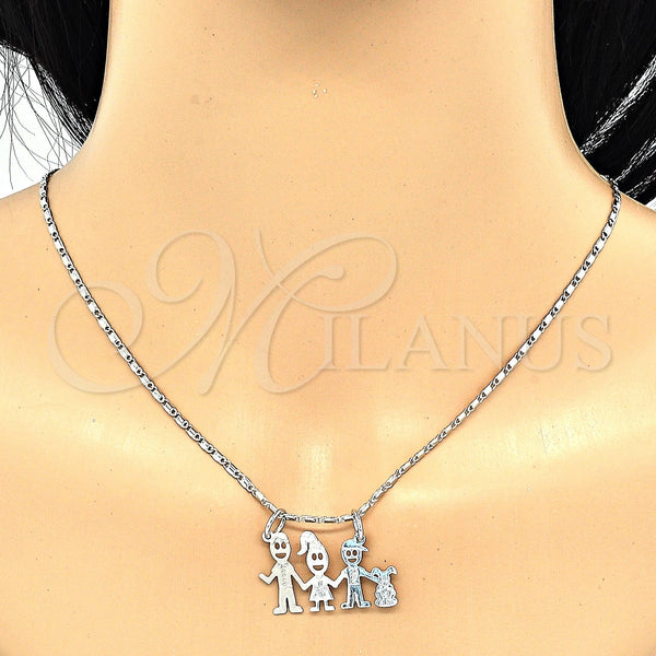 White Gold Filled Necklace — Pendant Necklace Little Boy and Dog Design Polished — alternate product view — SKU 119819 | Oro Laminado Blanco collar — Pendant Necklace Little Boy and Dog diseño pulido — SKU 119819