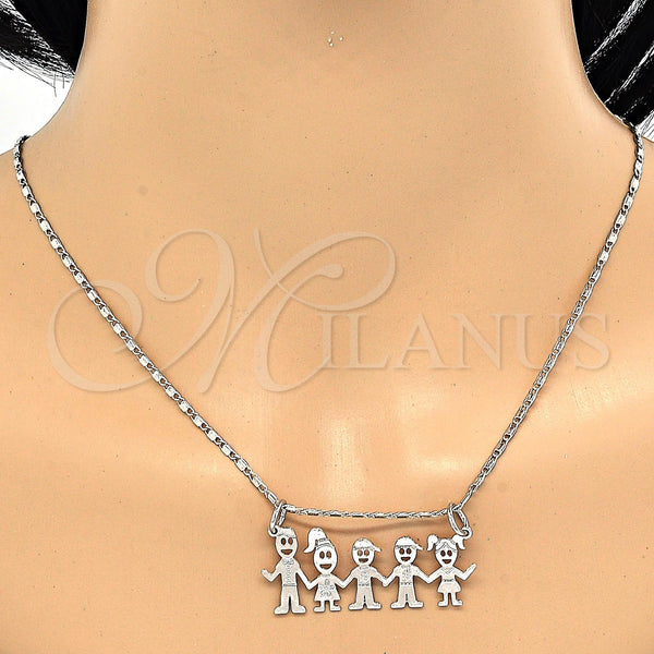 White Gold Filled Necklace — Pendant Necklace Little Boy and Little Girl Design — alternate product view — SKU 119823 | Oro Laminado Blanco collar — Pendant Necklace Little Boy and Little Girl diseño — SKU 119823
