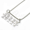 Rhodium Gold Filled Pendant Necklace, Little Boy and Little Girl Design, Polished, Rhodium Finish, 04.106.0014.1.20 (02 MM Thickness, 20 Inches Length)