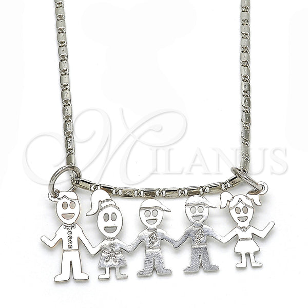 White Gold Filled Necklace — Pendant Necklace Little Boy and Little Girl Design — main product view — SKU 119823 | Oro Laminado Blanco collar — Pendant Necklace Little Boy and Little Girl diseño — SKU 119823