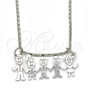 White Gold Filled Necklace — Pendant Necklace Little Boy and Little Girl Design — main product view — SKU 119823 | Oro Laminado Blanco collar — Pendant Necklace Little Boy and Little Girl diseño — SKU 119823