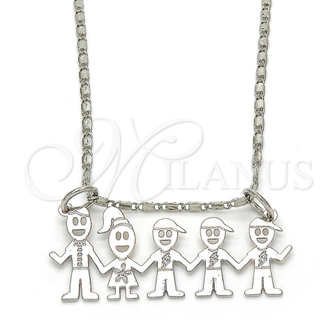 Rhodium Gold Filled Pendant Necklace, Little Boy Design, Polished, Rhodium Finish, 04.106.0015.1.20 (02 MM Thickness, 20 Inches Length)