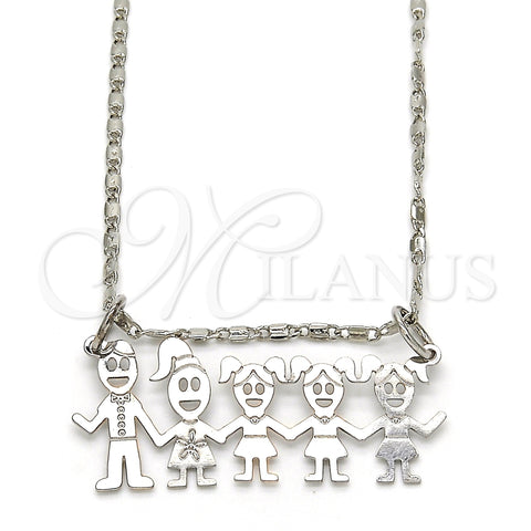 Rhodium Gold Filled Pendant Necklace, Little Girl Design, Polished, Rhodium Finish, 04.106.0016.1.20 (02 MM Thickness, 20 Inches Length)