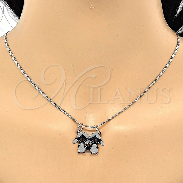 White Gold Filled Necklace — Pendant Necklace Little Girl Design Polished 04. 02 — alternate product view — SKU 119831 | Oro Laminado Blanco collar — Pendant Necklace Little Girl diseño pulido 04. 02 — SKU 119831