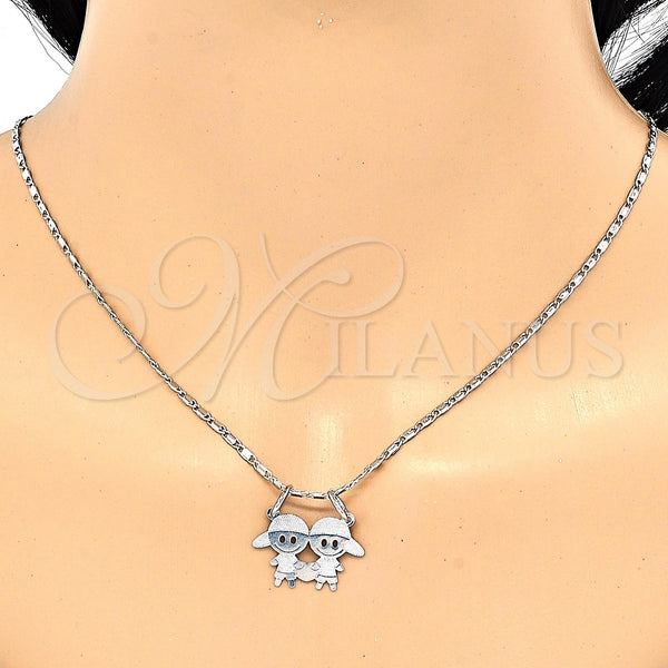 White Gold Filled Necklace — Pendant Necklace Little Girl Design Polished 04. 02 — alternate product view — SKU 119834 | Oro Laminado Blanco collar — Pendant Necklace Little Girl diseño pulido 04. 02 — SKU 119834