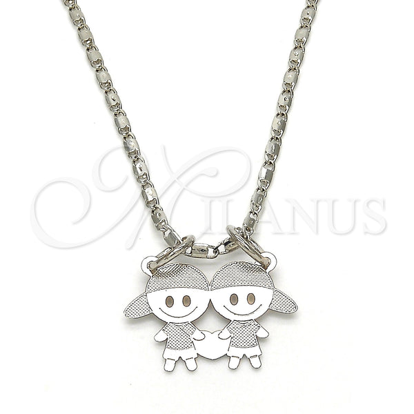 White Gold Filled Necklace — Pendant Necklace Little Girl Design Polished 04. 02 — main product view — SKU 119834 | Oro Laminado Blanco collar — Pendant Necklace Little Girl diseño pulido 04. 02 — SKU 119834