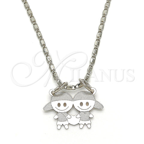 Rhodium Gold Filled Pendant Necklace, Little Girl Design, Polished, Rhodium Finish, 04.106.0019.1.20 (02 MM Thickness, 20 Inches Length)