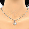 Rhodium Gold Filled Pendant Necklace, Little Girl and Little Boy Design, Polished, Rhodium Finish, 04.106.0020.1.20 (02 MM Thickness, 20 Inches Length)