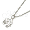 Rhodium Gold Filled Pendant Necklace, Little Girl and Little Boy Design, Polished, Rhodium Finish, 04.106.0020.1.20 (02 MM Thickness, 20 Inches Length)
