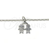 Rhodium Gold Filled Pendant Necklace, Little Girl and Little Boy Design, Polished, Rhodium Finish, 04.106.0020.1.20 (02 MM Thickness, 20 Inches Length)