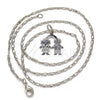 Rhodium Gold Filled Pendant Necklace, Little Girl and Little Boy Design, Polished, Rhodium Finish, 04.106.0020.1.20 (02 MM Thickness, 20 Inches Length)