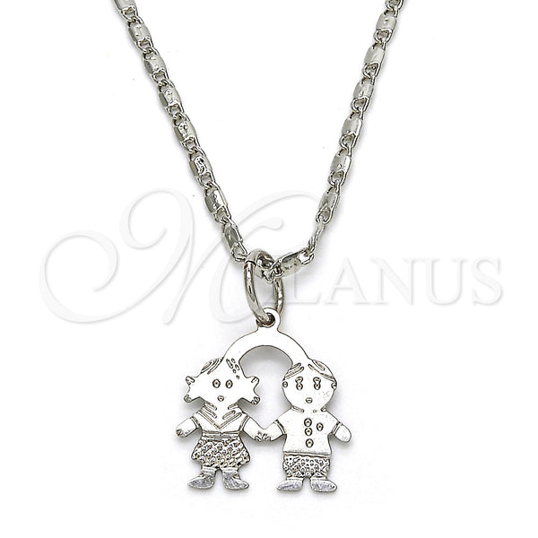 White Gold Filled Necklace — Pendant Necklace Little Girl and Little Boy Design — main product view — SKU 119836 | Oro Laminado Blanco collar — Pendant Necklace Little Girl and Little Boy diseño — SKU 119836