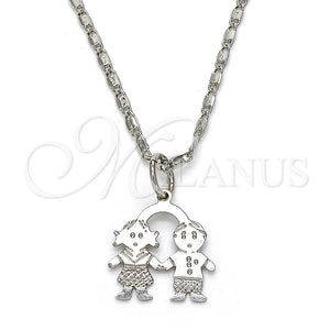 White Gold Filled Necklace — Pendant Necklace Little Girl and Little Boy Design — main product view — SKU 119836 | Oro Laminado Blanco collar — Pendant Necklace Little Girl and Little Boy diseño — SKU 119836