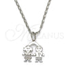 Rhodium Gold Filled Pendant Necklace, Little Girl and Little Boy Design, Polished, Rhodium Finish, 04.106.0020.1.20 (02 MM Thickness, 20 Inches Length)
