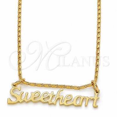 Oro Laminado Pendant Necklace, Gold Filled Style Nameplate Design, Polished, Golden Finish, 04.106.0021.20 (02 MM Thickness, 20 Inches Length)