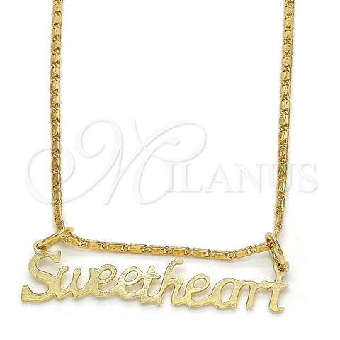 Oro Laminado Pendant Necklace, Gold Filled Style Nameplate Design, Polished, Golden Finish, 04.106.0021.20 (02 MM Thickness, 20 Inches Length)