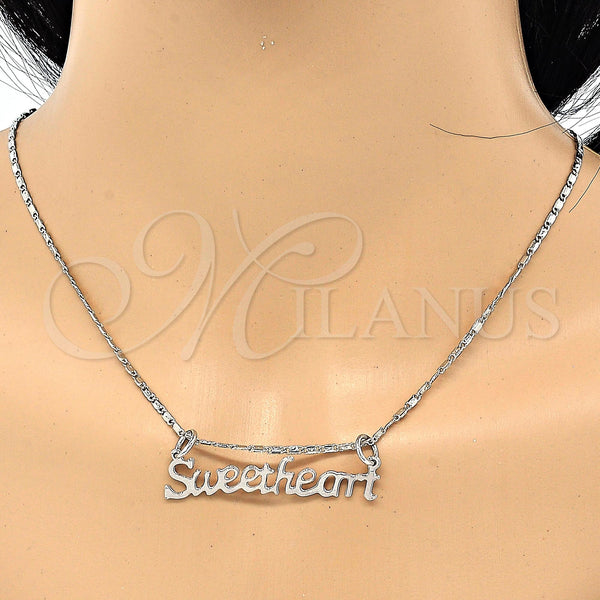 White Gold Filled Necklace — Pendant Necklace Polished 04. 02 MM Thickness 20 — alternate product view — SKU 119838 | Oro Laminado Blanco collar — Pendant Necklace pulido 04. 02 MM Thickness 20 — SKU 119838