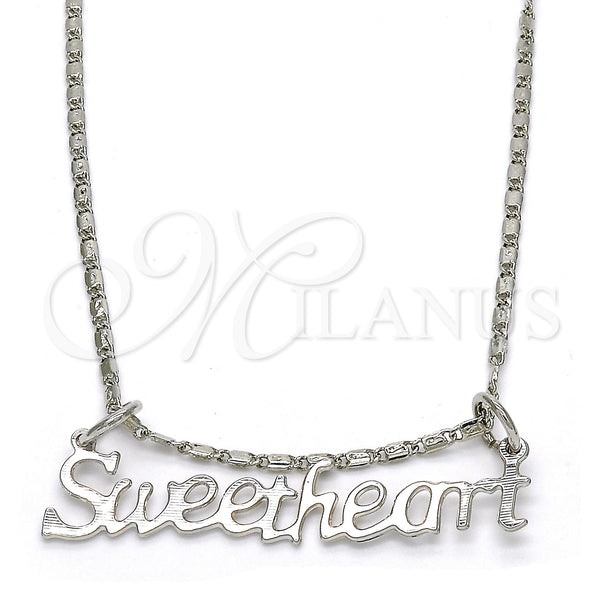 White Gold Filled Necklace — Pendant Necklace Polished 04. 02 MM Thickness 20 — main product view — SKU 119838 | Oro Laminado Blanco collar — Pendant Necklace pulido 04. 02 MM Thickness 20 — SKU 119838