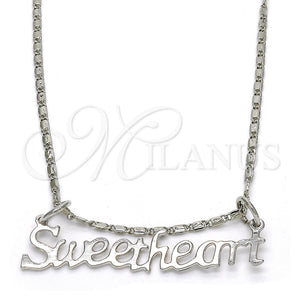 White Gold Filled Necklace — Pendant Necklace Polished 04. 02 MM Thickness 20 — main product view — SKU 119838 | Oro Laminado Blanco collar — Pendant Necklace pulido 04. 02 MM Thickness 20 — SKU 119838