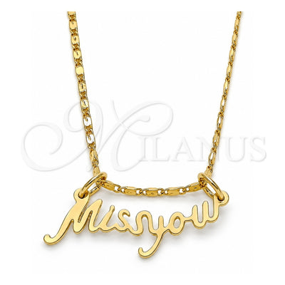 Oro Laminado Pendant Necklace, Gold Filled Style Nameplate Design, Polished, Golden Finish, 04.106.0022.20 (02 MM Thickness, 20 Inches Length)