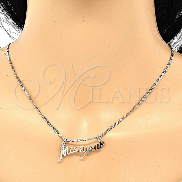 White Gold Filled Necklace — Pendant Necklace Polished 04. 02 MM Thickness 20 — alternate product view — SKU 119840 | Oro Laminado Blanco collar — Pendant Necklace pulido 04. 02 MM Thickness 20 — SKU 119840