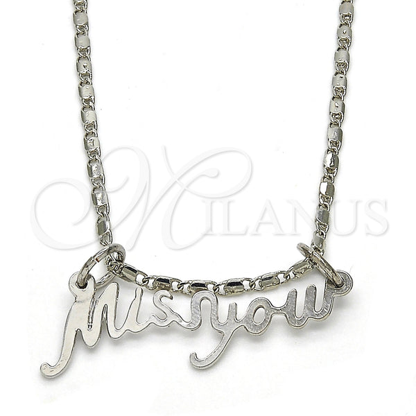 White Gold Filled Necklace — Pendant Necklace Polished 04. 02 MM Thickness 20 — main product view — SKU 119840 | Oro Laminado Blanco collar — Pendant Necklace pulido 04. 02 MM Thickness 20 — SKU 119840