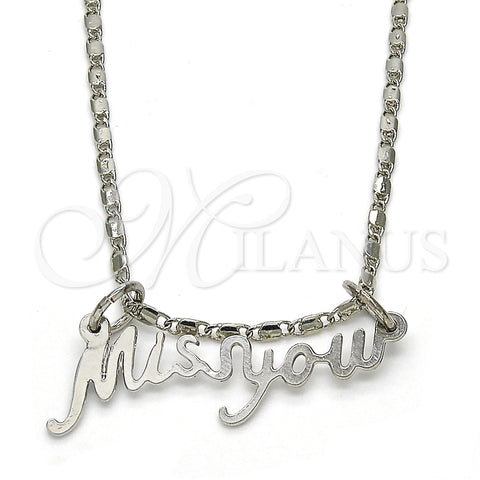 Rhodium Gold Filled Pendant Necklace, Polished, Rhodium Finish, 04.106.0022.1.20 (02 MM Thickness, 20 Inches Length)