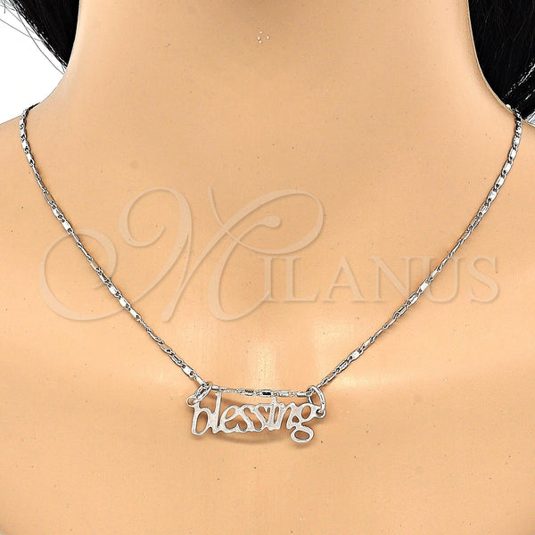 White Gold Filled Necklace — Pendant Necklace Polished 04. 02 MM Thickness 20 — alternate product view — SKU 119842 | Oro Laminado Blanco collar — Pendant Necklace pulido 04. 02 MM Thickness 20 — SKU 119842