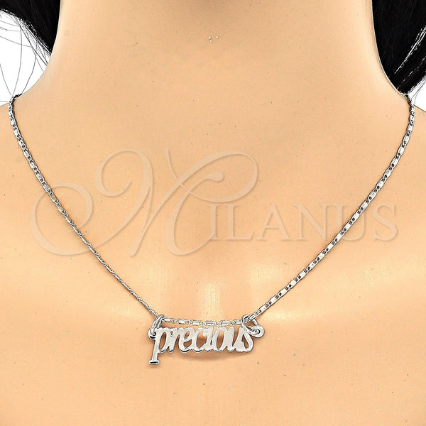 White Gold Filled Necklace — Pendant Necklace Polished 04. 02 MM Thickness 20 — alternate product view — SKU 119844 | Oro Laminado Blanco collar — Pendant Necklace pulido 04. 02 MM Thickness 20 — SKU 119844