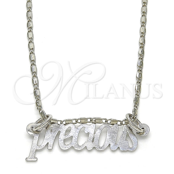 White Gold Filled Necklace — Pendant Necklace Polished 04. 02 MM Thickness 20 — main product view — SKU 119844 | Oro Laminado Blanco collar — Pendant Necklace pulido 04. 02 MM Thickness 20 — SKU 119844