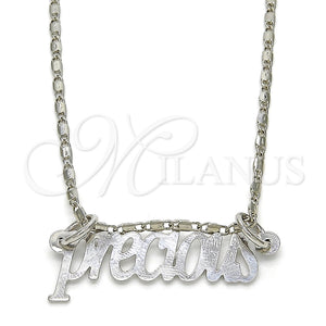 White Gold Filled Necklace — Pendant Necklace Polished 04. 02 MM Thickness 20 — main product view — SKU 119844 | Oro Laminado Blanco collar — Pendant Necklace pulido 04. 02 MM Thickness 20 — SKU 119844
