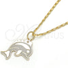 Oro Laminado Pendant Necklace, Gold Filled Style Dolphin Design, Polished, Golden Finish, 04.106.0025.20 (02 MM Thickness, 20 Inches Length)