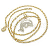Oro Laminado Pendant Necklace, Gold Filled Style Dolphin Design, Polished, Golden Finish, 04.106.0025.20 (02 MM Thickness, 20 Inches Length)