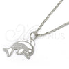 Rhodium Gold Filled Pendant Necklace, Dolphin Design, Polished, Rhodium Finish, 04.106.0025.1.20 (02 MM Thickness, 20 Inches Length)
