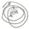 Rhodium Gold Filled Pendant Necklace, Dolphin Design, Polished, Rhodium Finish, 04.106.0025.1.20 (02 MM Thickness, 20 Inches Length)