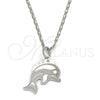 Rhodium Gold Filled Pendant Necklace, Dolphin Design, Polished, Rhodium Finish, 04.106.0025.1.20 (02 MM Thickness, 20 Inches Length)