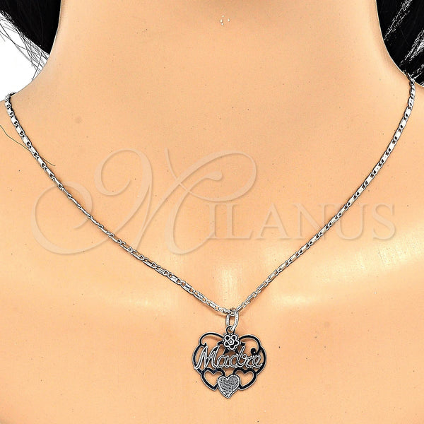 White Gold Filled Necklace — Pendant Necklace Mom and Flower Design Polished 04. — alternate product view — SKU 119848 | Oro Laminado Blanco collar — Pendant Necklace Mom and flor diseño pulido 04. — SKU 119848