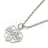 Rhodium Gold Filled Pendant Necklace, Mom and Flower Design, Polished, Rhodium Finish, 04.106.0026.1.20 (02 MM Thickness, 20 Inches Length)