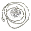 Rhodium Gold Filled Pendant Necklace, Mom and Flower Design, Polished, Rhodium Finish, 04.106.0026.1.20 (02 MM Thickness, 20 Inches Length)