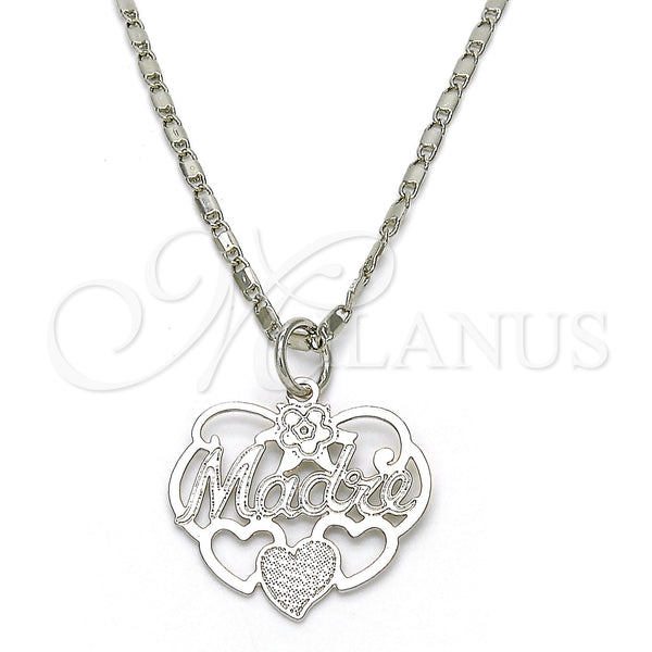 White Gold Filled Necklace — Pendant Necklace Mom and Flower Design Polished 04. — main product view — SKU 119848 | Oro Laminado Blanco collar — Pendant Necklace Mom and flor diseño pulido 04. — SKU 119848