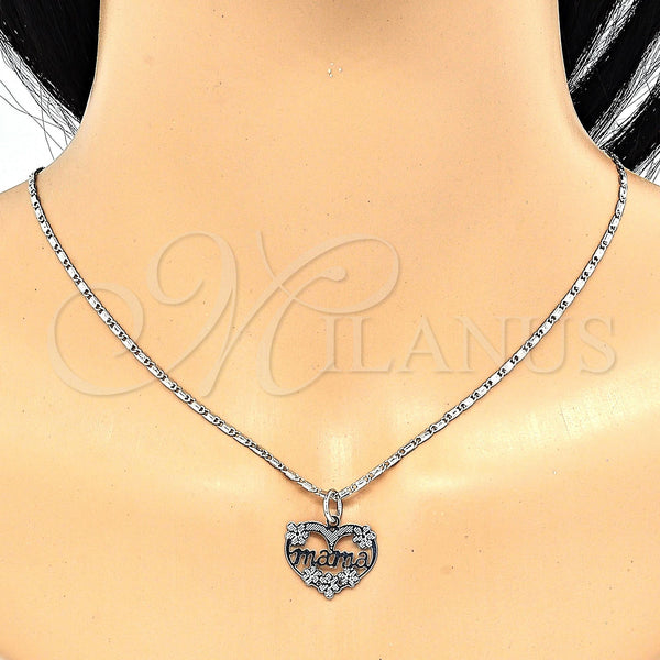 White Gold Filled Necklace — Pendant Necklace Mom and Flower Design Polished 04. — alternate product view — SKU 119850 | Oro Laminado Blanco collar — Pendant Necklace Mom and flor diseño pulido 04. — SKU 119850