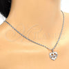 Rhodium Gold Filled Pendant Necklace, Mom and Flower Design, Polished, Rhodium Finish, 04.106.0027.1.20 (02 MM Thickness, 20 Inches Length)