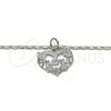 Rhodium Gold Filled Pendant Necklace, Mom and Flower Design, Polished, Rhodium Finish, 04.106.0027.1.20 (02 MM Thickness, 20 Inches Length)