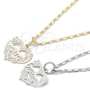 Rhodium Gold Filled Pendant Necklace, Mom and Flower Design, Polished, Rhodium Finish, 04.106.0027.1.20 (02 MM Thickness, 20 Inches Length)