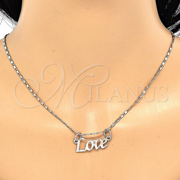 White Gold Filled Necklace — Pendant Necklace Love Design Polished 04. 02 MM — alternate product view — SKU 119852 | Oro Laminado Blanco collar — Pendant Necklace Love diseño pulido 04. 02 MM — SKU 119852